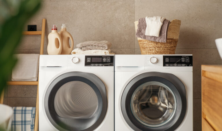 washer and dryer in a laundry room