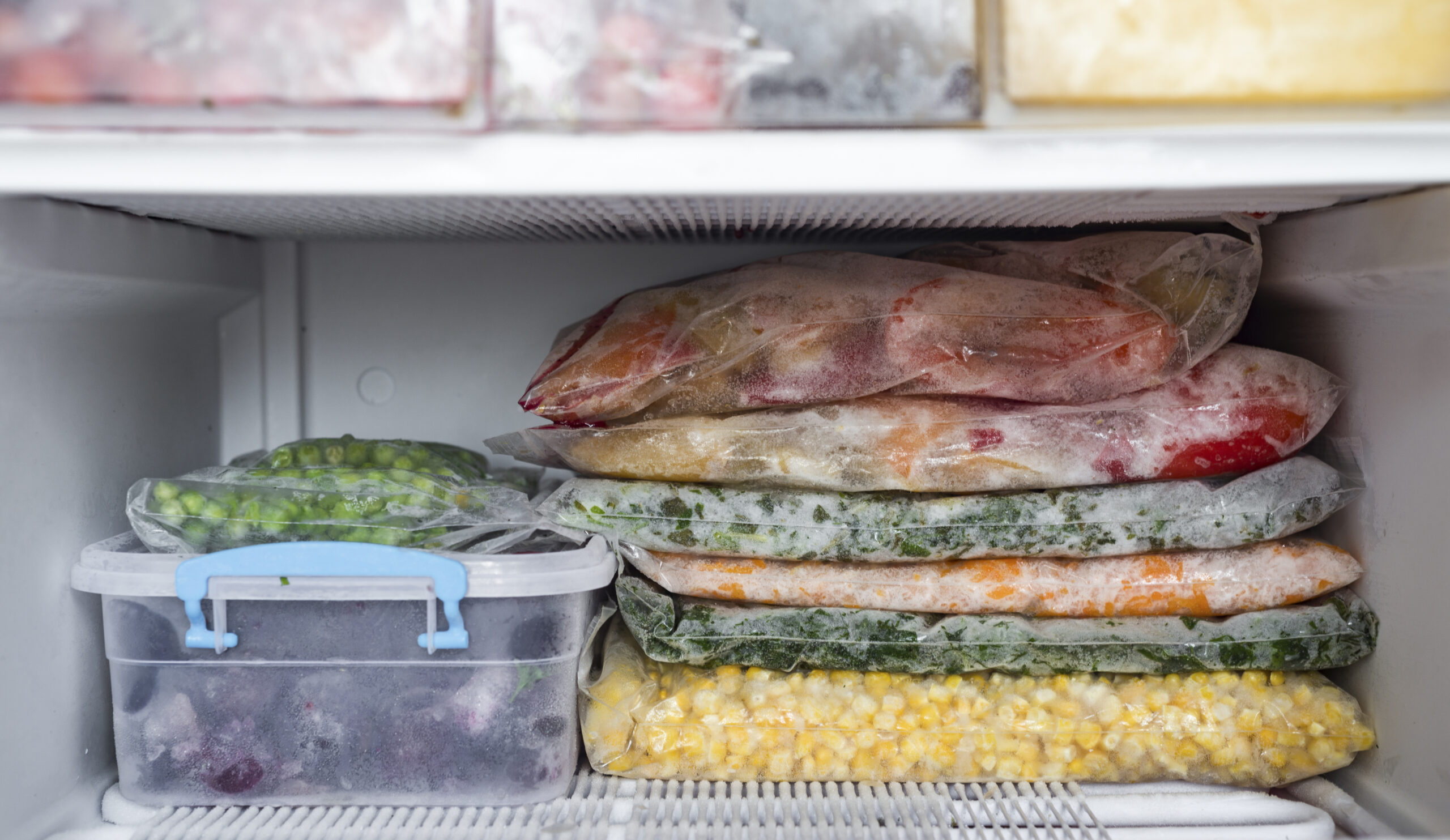 freezer with frozen food