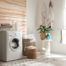 Stylish laundry room with modern washing machine